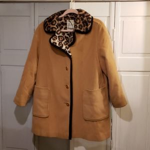 Vintage Leopard Wool Coat Pinup Style